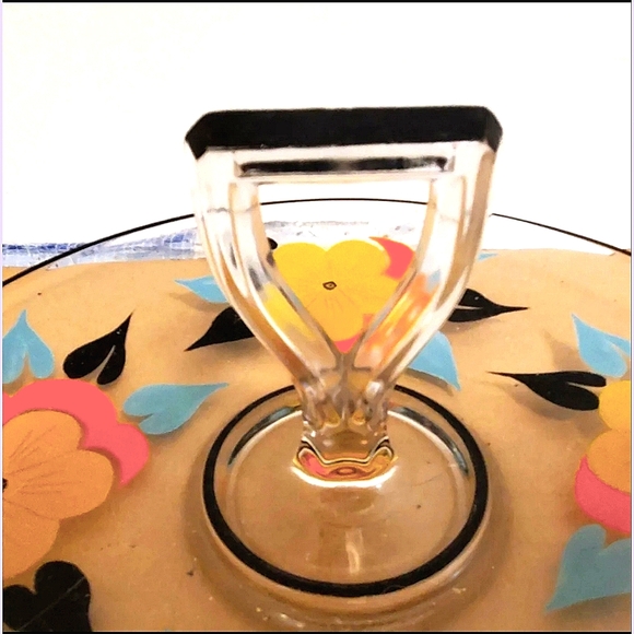 Vintage 40s/50s Hand Painted Hors d'oeuvre/Cake/Tidbit Plate - Picture 4 of 9